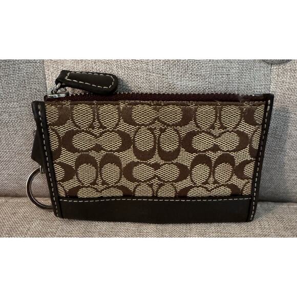 Vintage Coach Coin Purse Key Chain Brown Signature Small CC - Picture 1 of 6